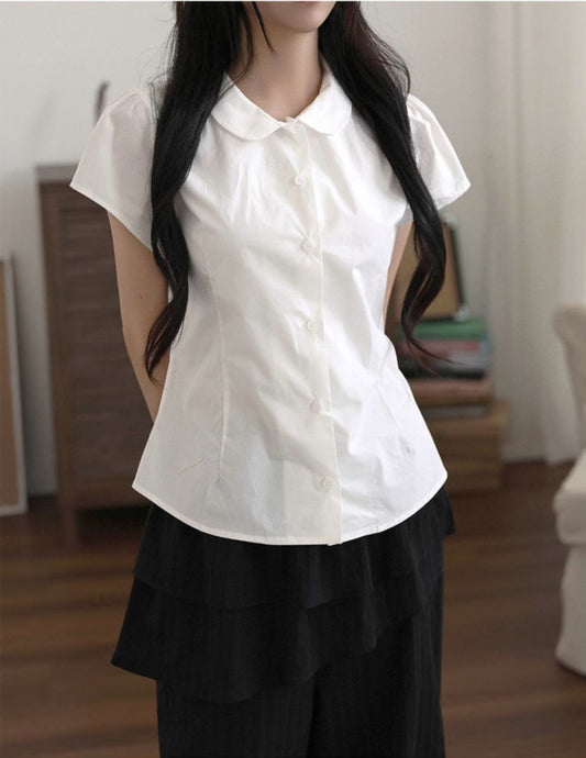 娃娃領收腰襯衫 Doll Collar Fitted Waits Shirt