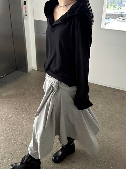 不規則抽繩中裙 Irregular Drawstring Midi Skirt
