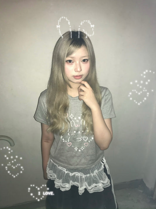 超可愛♡顏文字兔兔T-shirt Bunny Kaomoji T-shirt