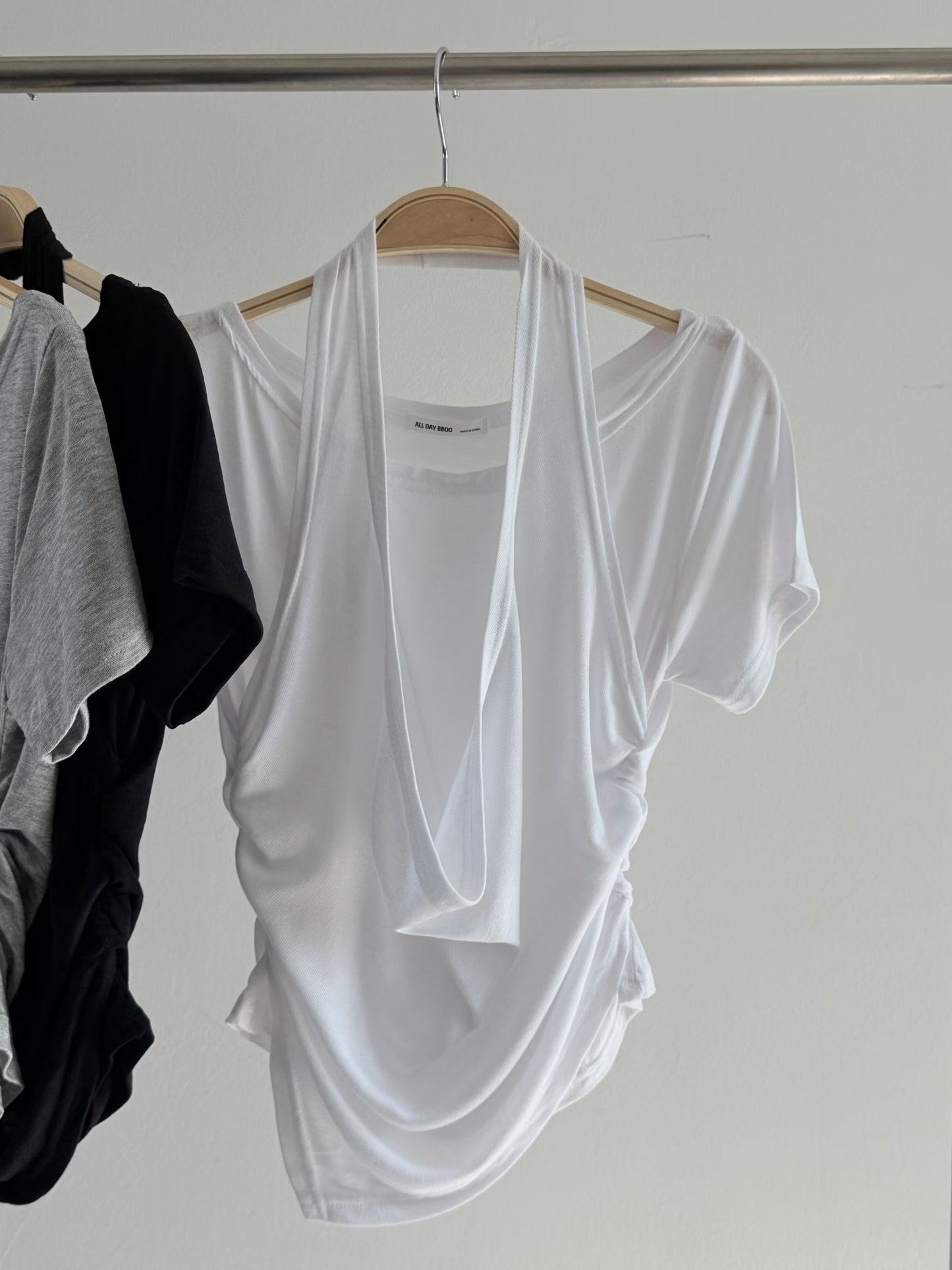 盪領掛頸短袖上衣 Halter Cowl Neck Short Sleeve Top
