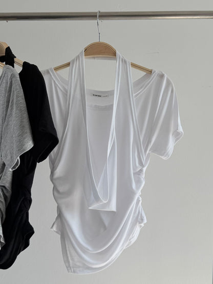 盪領掛頸短袖上衣 Halter Cowl Neck Short Sleeve Top
