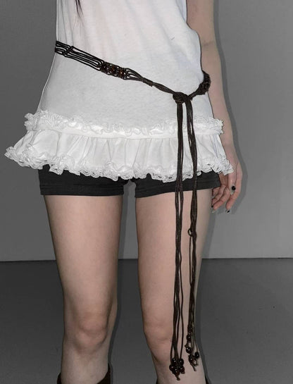 花邊裙擺短袖上衣 Hem Short-Sleeved Top