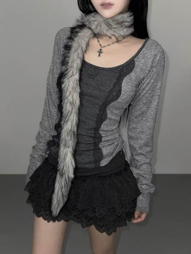 蕾絲玫瑰修身上衣 Rose Lace Slim Fit Top