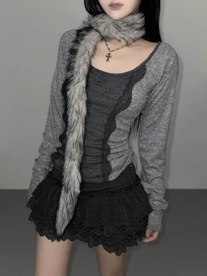 蕾絲玫瑰修身上衣 Rose Lace Slim Fit Top