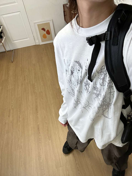 【Unisex】手繪圖騰印花長袖