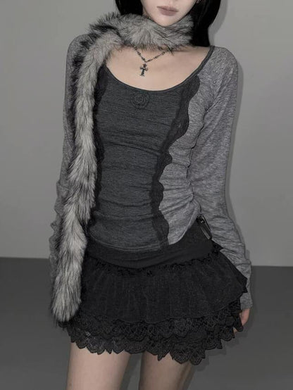 蕾絲玫瑰修身上衣 Rose Lace Slim Fit Top