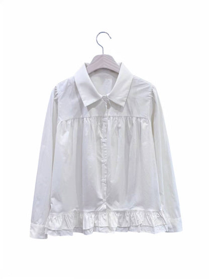 復古裙擺長袖恤衫 Retro Peplum Long Sleeve Shirt