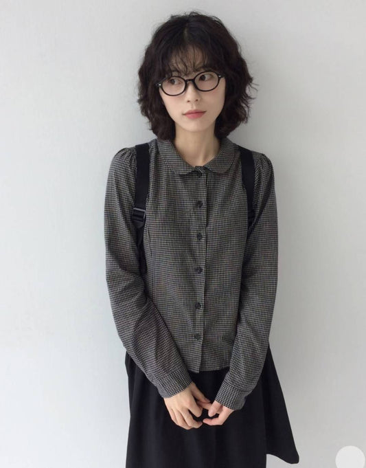 復古格仔長袖襯衫 Vintage Checkered Long-Sleeved Shirt