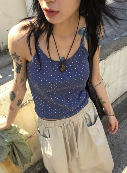 修身波點吊帶 Slim Fit Polka Dot Cami Top