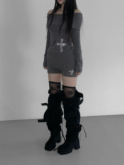 鉚釘十字架短褲 Rivet Cross Shorts