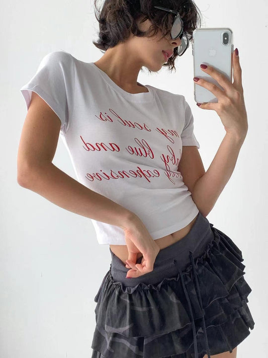 印花短版上衣 Printed Cropped Top