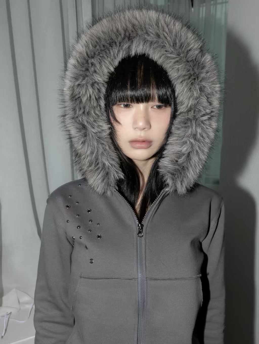 毛領鉚釘外套 Studded Fur Collar Jacket