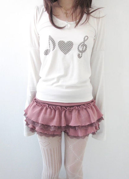 音符印花長袖上衣 Music Note Print Long Sleeve Top
