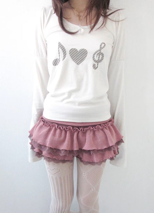 音符印花長袖上衣 Music Note Print Long Sleeve Top