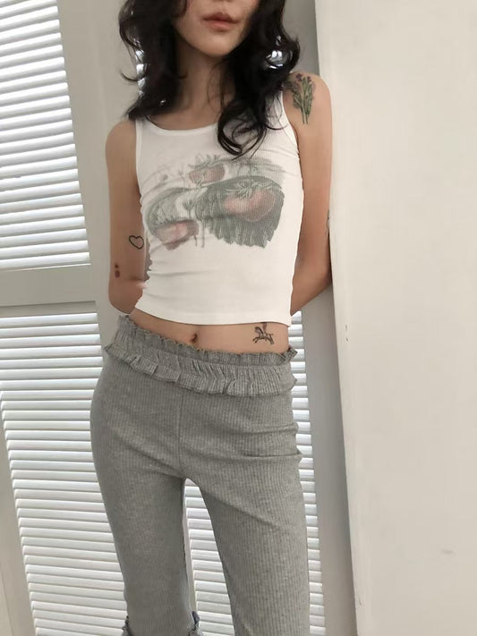 復古梅果印花背心吊帶 Retro Plum Print Tank Top