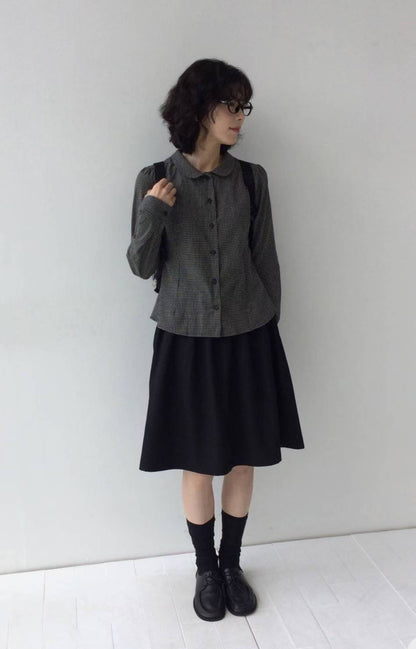 復古格仔長袖襯衫 Vintage Checkered Long-Sleeved Shirt
