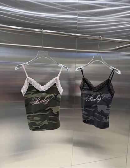 蕾絲迷彩吊帶 Lace Camouflage Cami Top