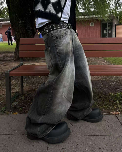 【Unisex】寬腿堆堆牛仔褲 Wide Leg Stacked Jeans