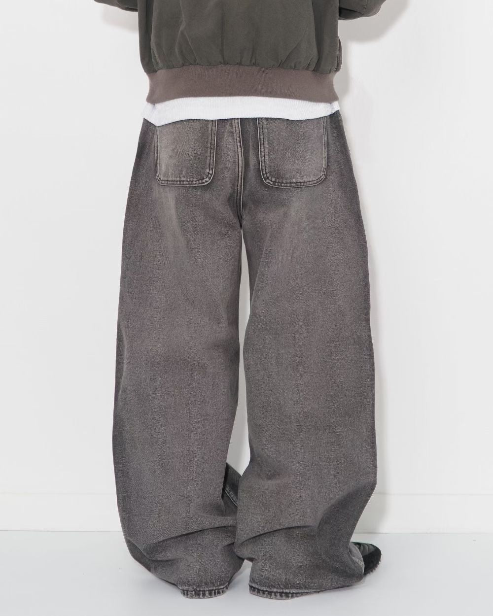 【Unisex】寬腿拼接牛仔褲 Wide Leg Patchwork Denim Pants