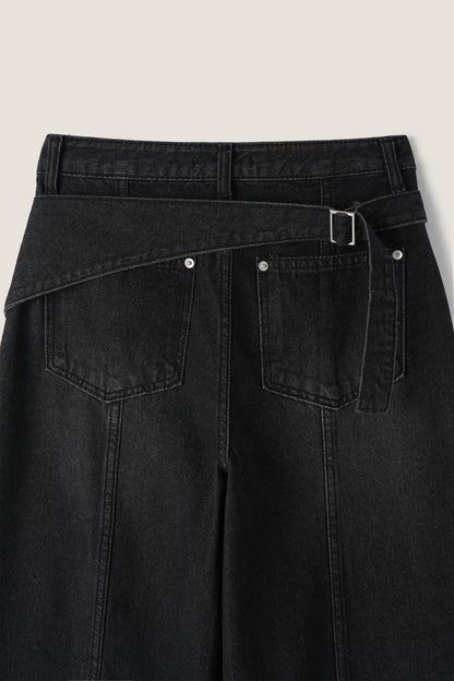 腰帶牛仔直筒褲 Belted Straight Leg Jeans