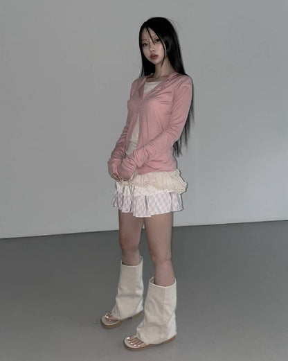格紋碎花拼接蛋糕裙 Plaid Floral Patchwork Cake Skirt
