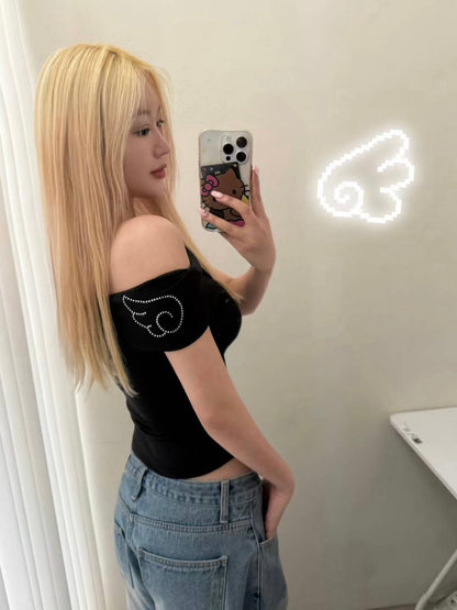 天使翅膀露肩上衣 Angel Wings Off-Shoulder Top