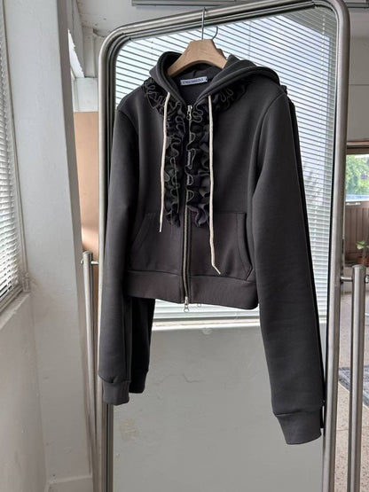 木耳邊拉鍊外套 Ruffled Zip-Up Jacket