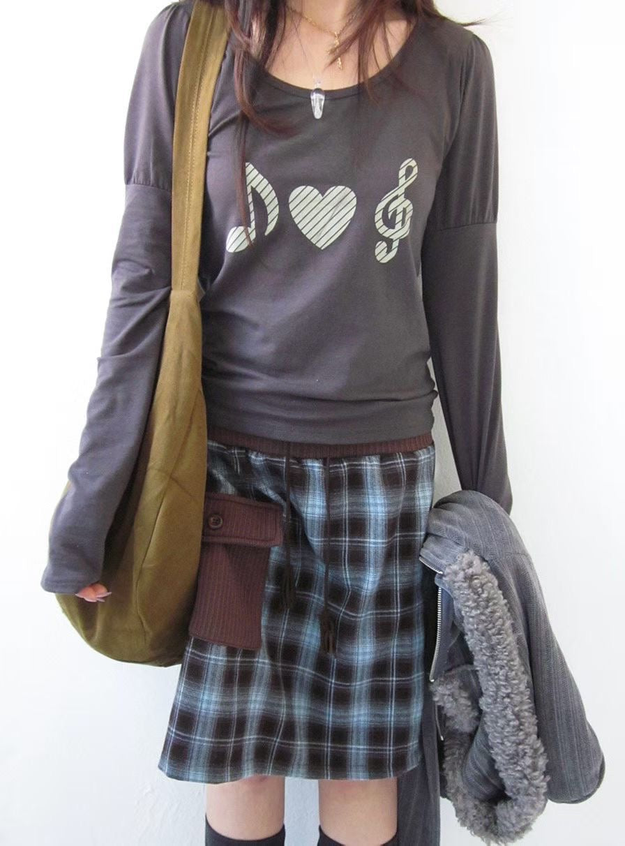 音符印花長袖上衣 Music Note Print Long Sleeve Top