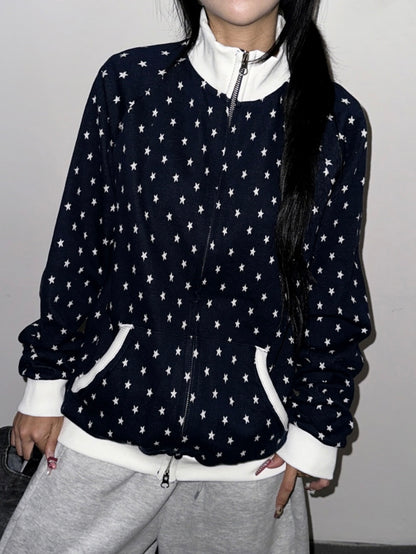 Launch Special⭐︎星星撞色插肩拉鍊外套 Star Contrast Raglan Zip-Up