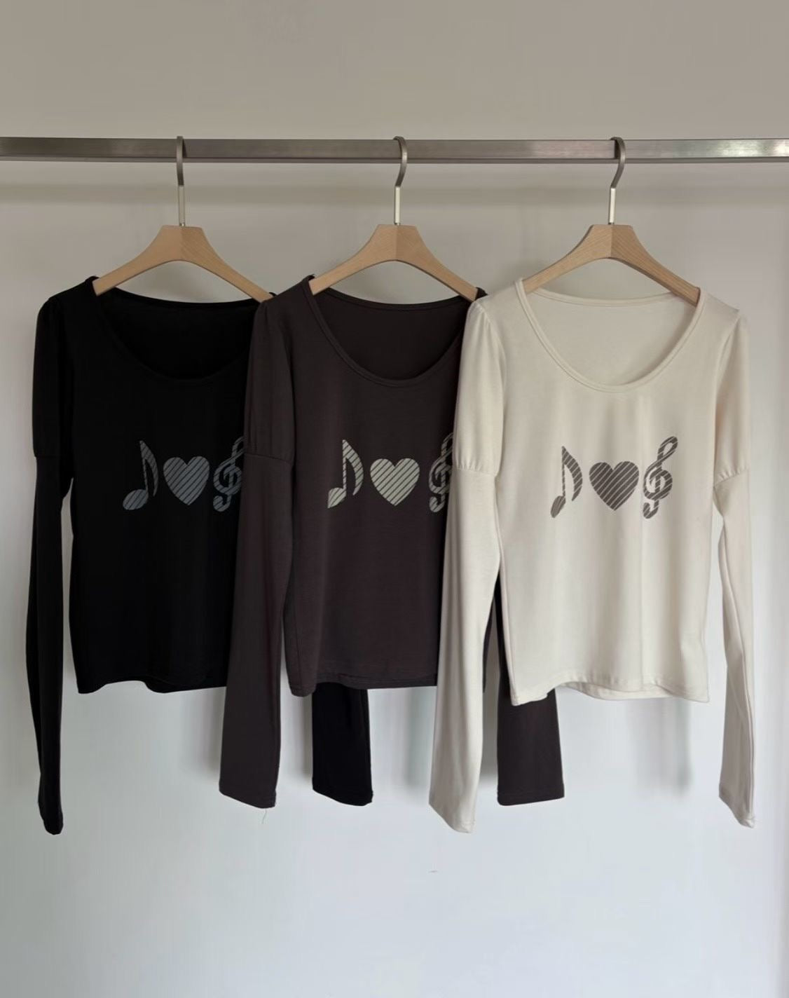 音符印花長袖上衣 Music Note Print Long Sleeve Top