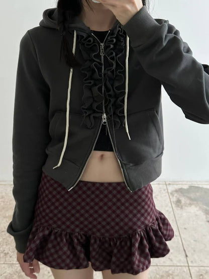 木耳邊拉鍊外套 Ruffled Zip-Up Jacket