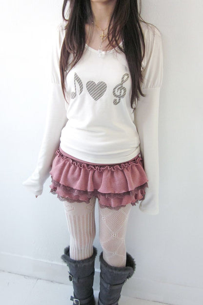 音符印花長袖上衣 Music Note Print Long Sleeve Top