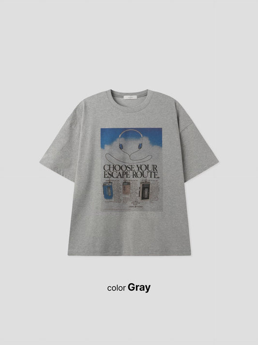 【Unisex】耳機印花T-shirt Headphone Printing short-sleeved T-shirt (副本)