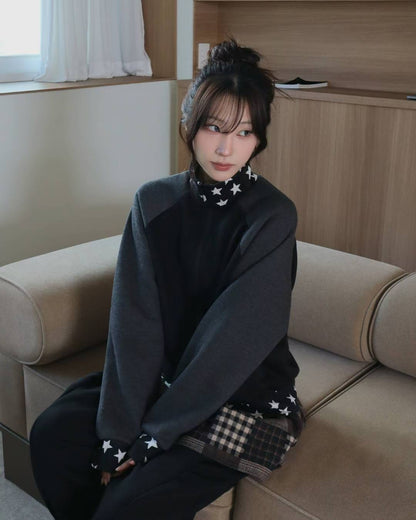 拼色星星雙拉鍊外套 Colorblock Star Dual-Zipper Jacket