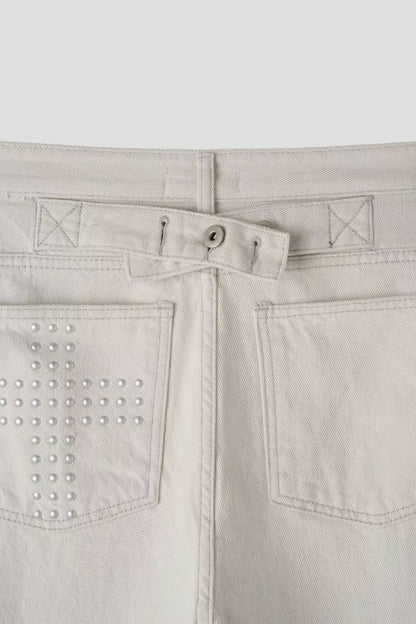 釘珠十字架彎刀褲 Studded Cross Embroidery Wide Pants