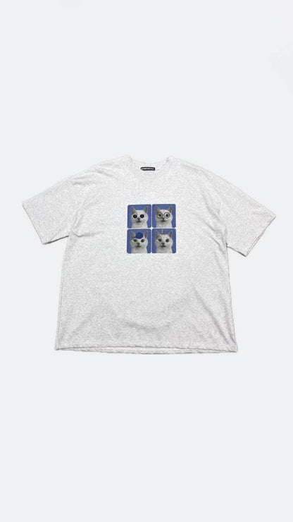 【Unisex】四格貓貓短袖T-shirt Four-grid cat short-sleeved T-shirt