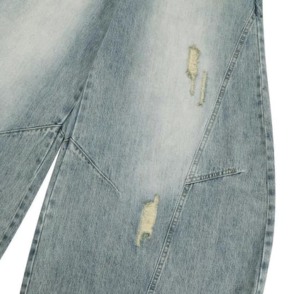【Unisex】水洗彎刀牛仔褲 Washed High-rise Barrel-leg Jeans