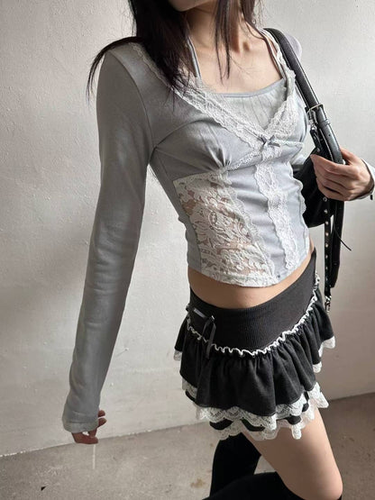 蕾絲針織蛋糕裙 Lace Knitted Cake Skirt