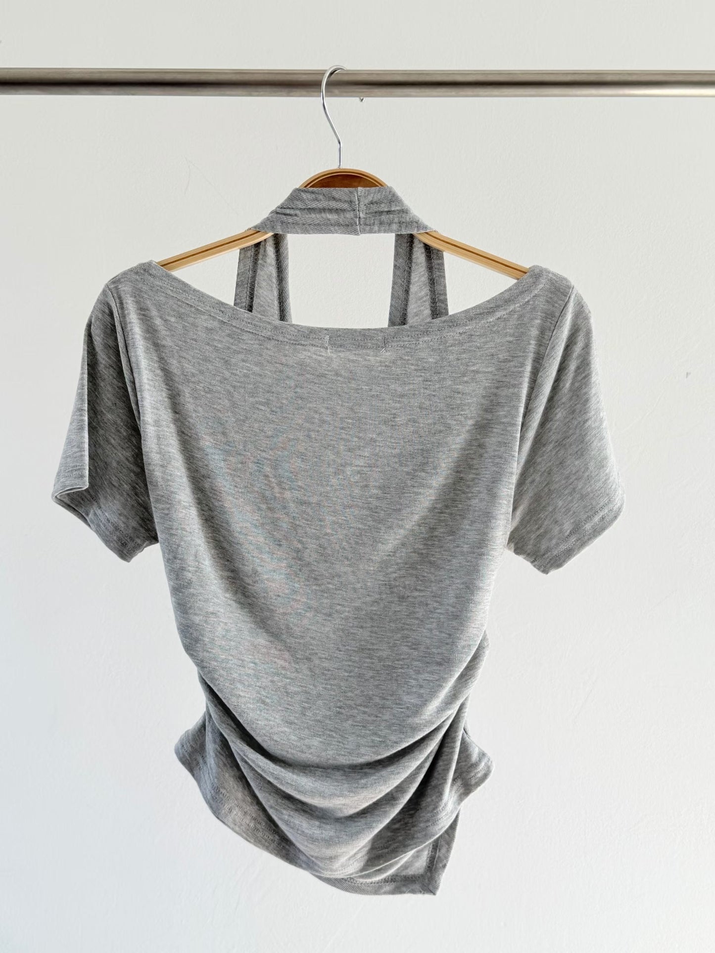 盪領掛頸短袖上衣 Halter Cowl Neck Short Sleeve Top