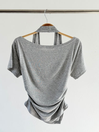 盪領掛頸短袖上衣 Halter Cowl Neck Short Sleeve Top