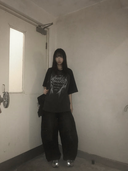 【Unisex】撞色印花短袖T-Shirt Printed Contrast Short-sleeved T-shirt