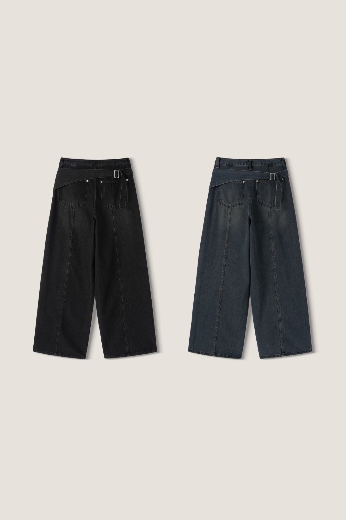 腰帶牛仔直筒褲 Belted Straight Leg Jeans