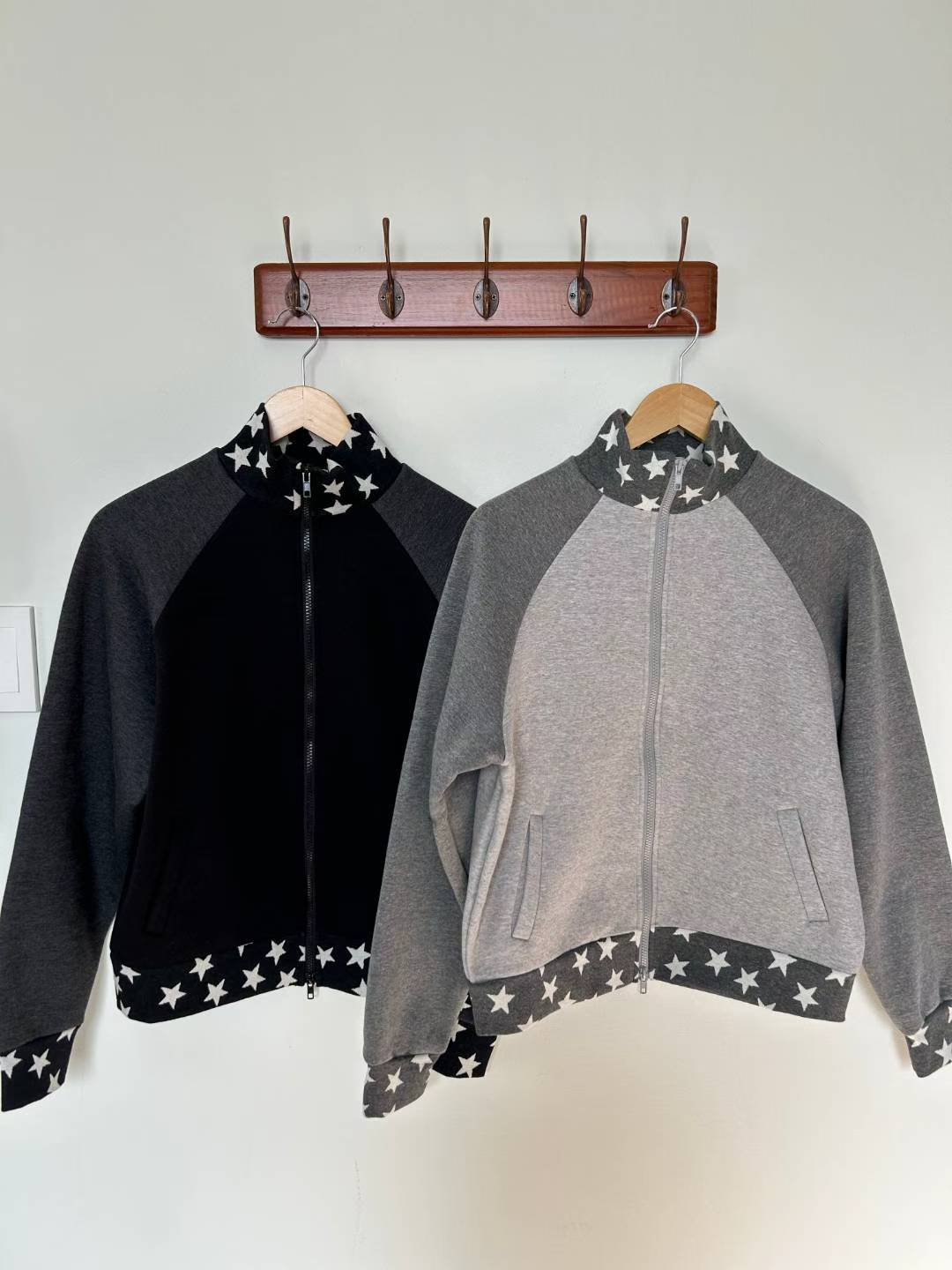 拼色星星雙拉鍊外套 Colorblock Star Dual-Zipper Jacket