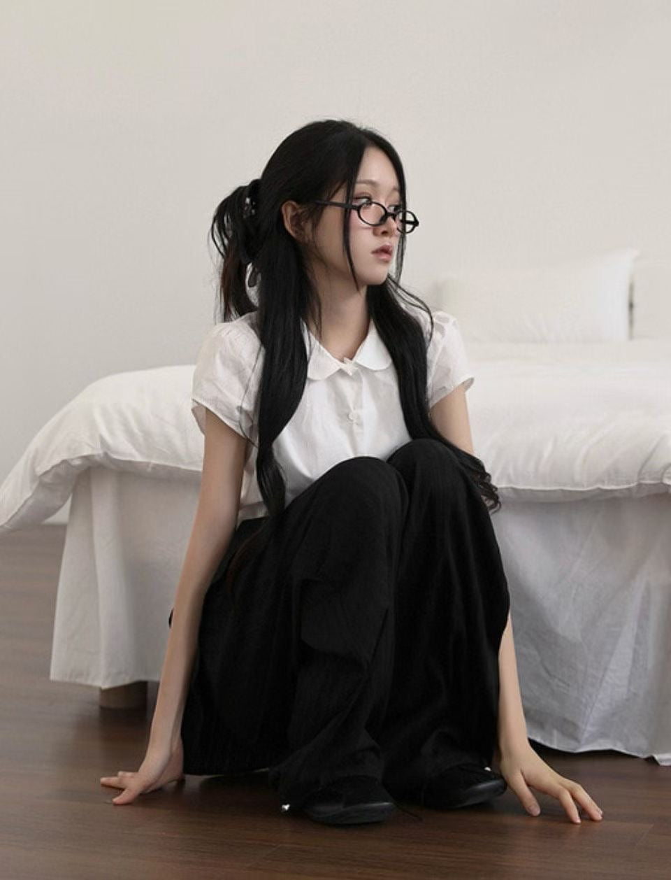 娃娃領收腰襯衫 Doll Collar Fitted Waits Shirt