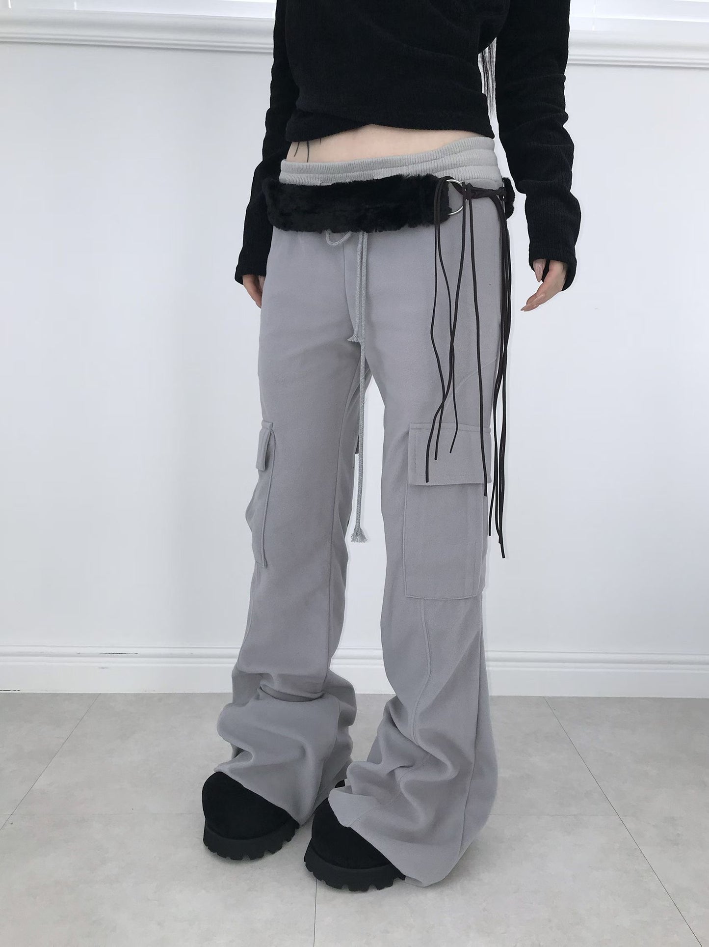 針織拼色喇叭褲 Colorblock Knit Flare Pants