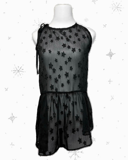 星星蕾絲透膚無袖罩衣 Star Lace Sheer Sleeveless Top