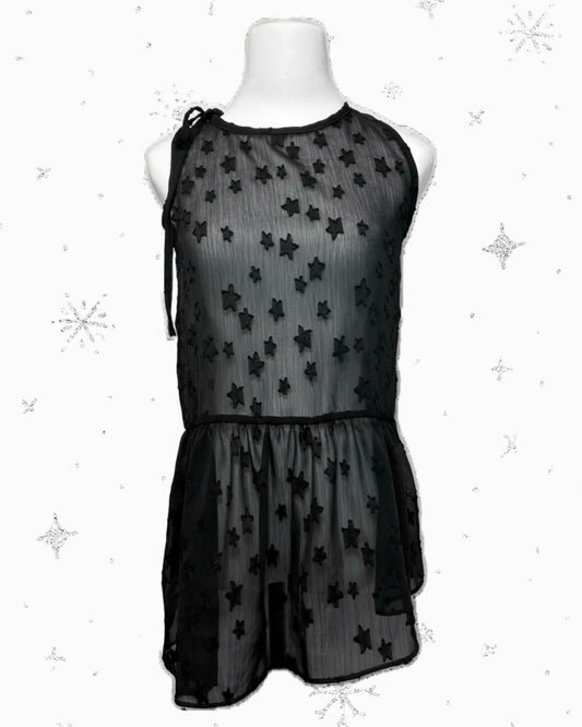 星星蕾絲透膚無袖罩衣 Star Lace Sheer Sleeveless Top