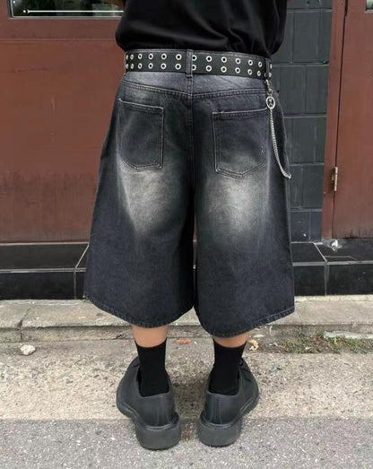 【Unisex】十字星牛仔五分褲 Cross Star Denim Pants