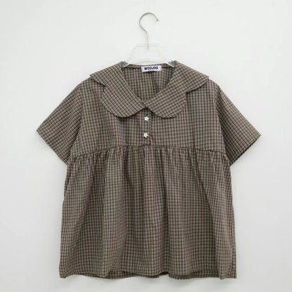 娃娃領格仔襯衫 Doll Collar Checked Shirt