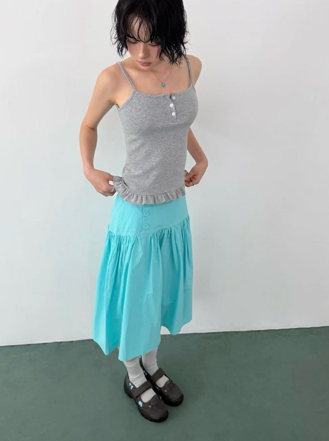 裙擺鈕扣吊帶 Button-Down Flare Camisole